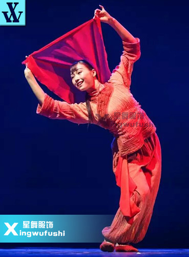 民间舞一抹红舞蹈服装艺考服装民国独舞九儿红高粱演出服厂家正品 - 图3