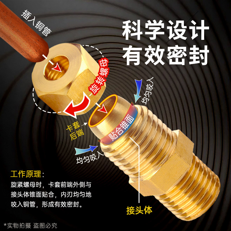 外丝铜管卡套接头卡套直接转换头快速油管接头2分4分铜管接头配件,淘宝优惠券,粉丝福利购,淘宝优惠卷