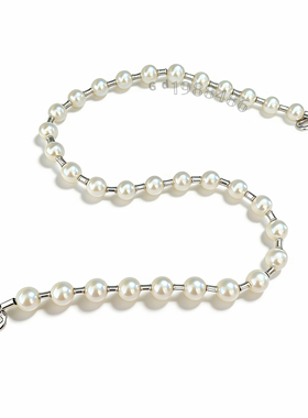 复古银色珍珠短项链女 切面扣新品百搭简约气质ins港风时尚颈圈tf