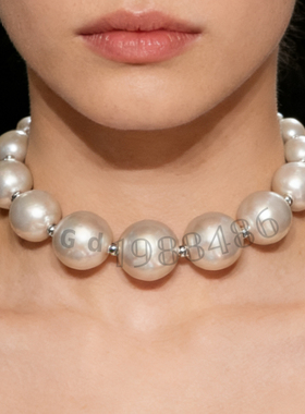 黄铜树脂女式字母珍珠短项链包邮