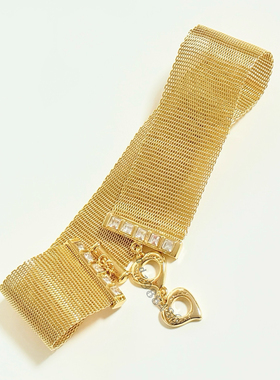 复古金色网十字架方钻方钻格纹夸张宽版项链choker女百搭新品港风