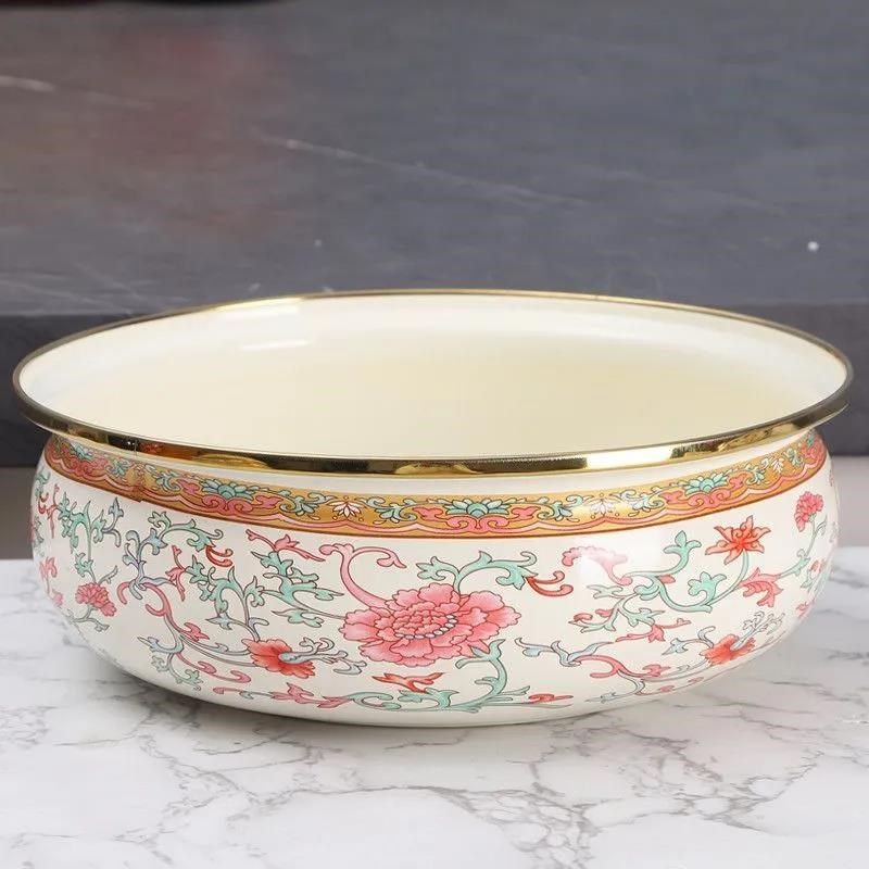 特厚金边珐琅搪瓷盆搪瓷如意盆家用汤盆打饭盆菜盆元宝盆和面盆,淘宝优惠券,粉丝福利购,淘宝优惠卷