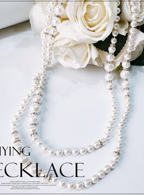 翠盈cuiying新品女式简约水钻镶嵌小香风时尚百搭长款项链L032