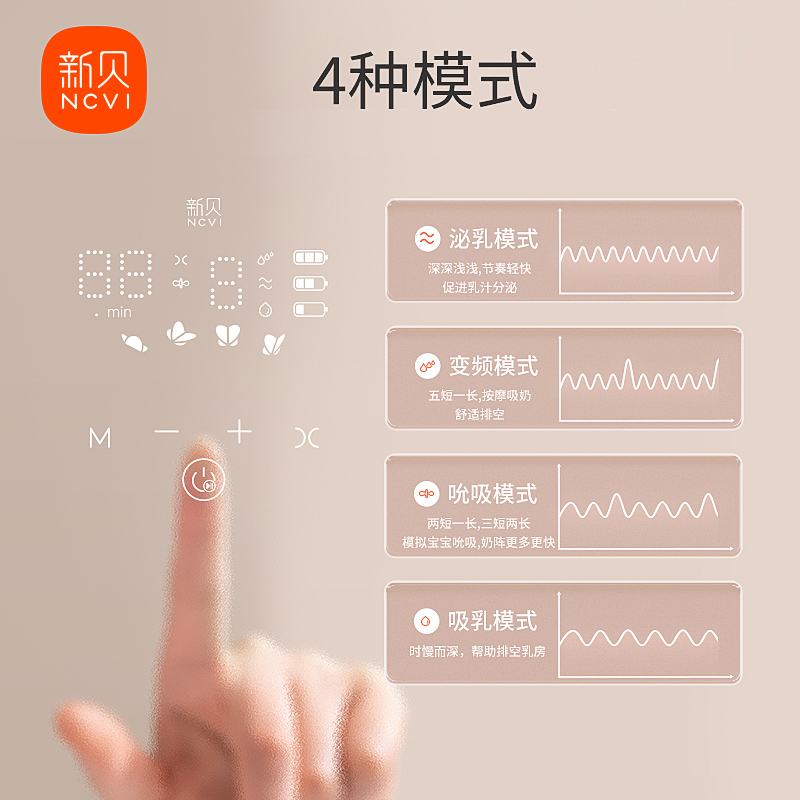 新贝双边电动吸奶器智能变频全自动大吸力母乳收集挤奶器8782-图2