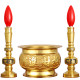 Pure brass electronic candle lamp for incense, household indoor incense burner, three-piece set, candle holder, pedestal