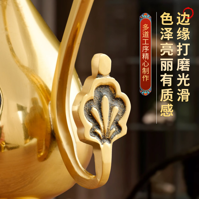 Wine bottle, antique style brass ornaments, God of Wealth, Buddhist supplies