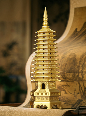 纯黄铜文昌塔摆件13层的十三层学生用的书房桌9层九层宝塔旗舰店