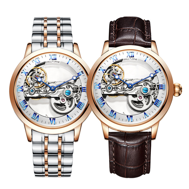 男士全自动机械防水夜光个性钢手表 pallyjane手表国产腕表