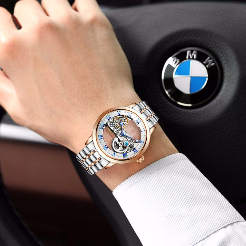 男士全自动机械防水夜光个性钢手表 pallyjane手表国产腕表