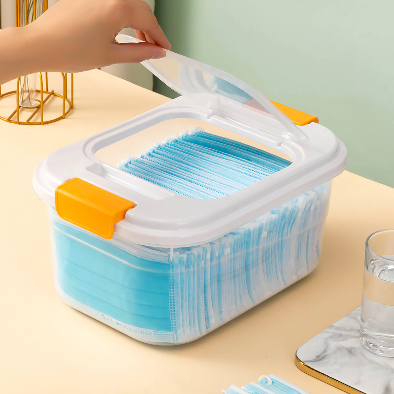 一次性口罩收纳盒玄关家用防尘大容量口鼻罩存放盒学生放口罩神器 - 图1