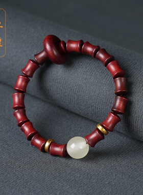 赞比亚紫檀竹节永夜款夜光跑环配饰血檀单圈佛珠手串手链饰品