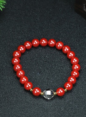 朱砂手链女 手串单圈红色帝砂饰品高含量原矿砂直播礼品