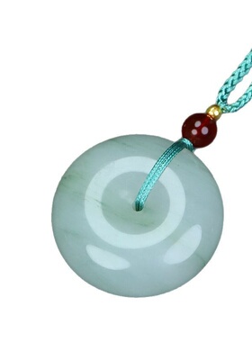 直播间粉丝福利品翠玉平安扣 天然玉石项链天山翠飘花高冰吊坠