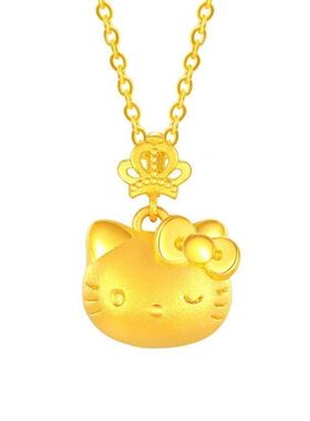 hellokitty皇冠吊坠项链可爱甜美kt凯蒂猫项链仿真锁骨链送女友礼