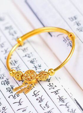 【高品质】捕梦网沙金色手镯女网红爆款简约冷淡风推拉手环百搭
