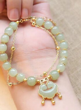 和田钰平安锁手链女款闺蜜学生ins百搭小众设计感轻奢复古