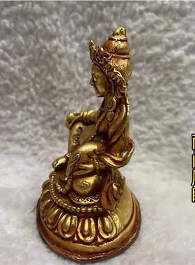 2寸小佛像尼泊尔纯铜鎏金黄财神