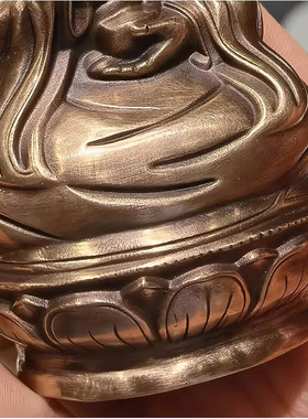 全紫铜佛像3寸莲花生大师 红铜做旧莲师 纯铜莲华圣大士 约高10cm