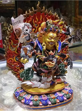 黑六臂玛哈嘎拉尼泊尔彩绘佛像
