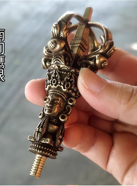 大号高约18cm 尼泊尔进口精品纯铜金刚铃 五股金刚铃杵 手摇铃
