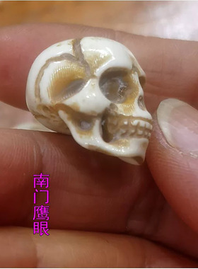 尸陀林主独达配件已打孔鹿骨文玩饰品骷颅头尸林怙主挂坠吊坠挂件