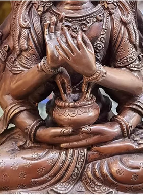 7寸十二臂文殊菩萨 尼泊尔进口纯铜古色佛像12臂文殊菩萨高约23cm