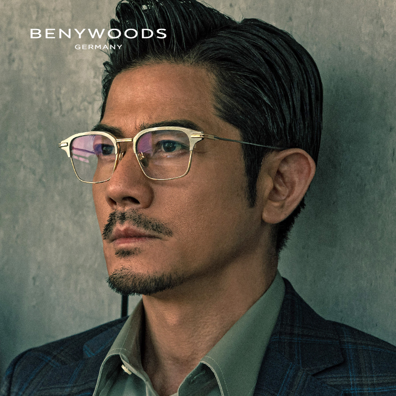 BENYWOODS郭富城同款眼镜框纯钛眼镜架大脸可配高度数近视眼镜男 - 图0