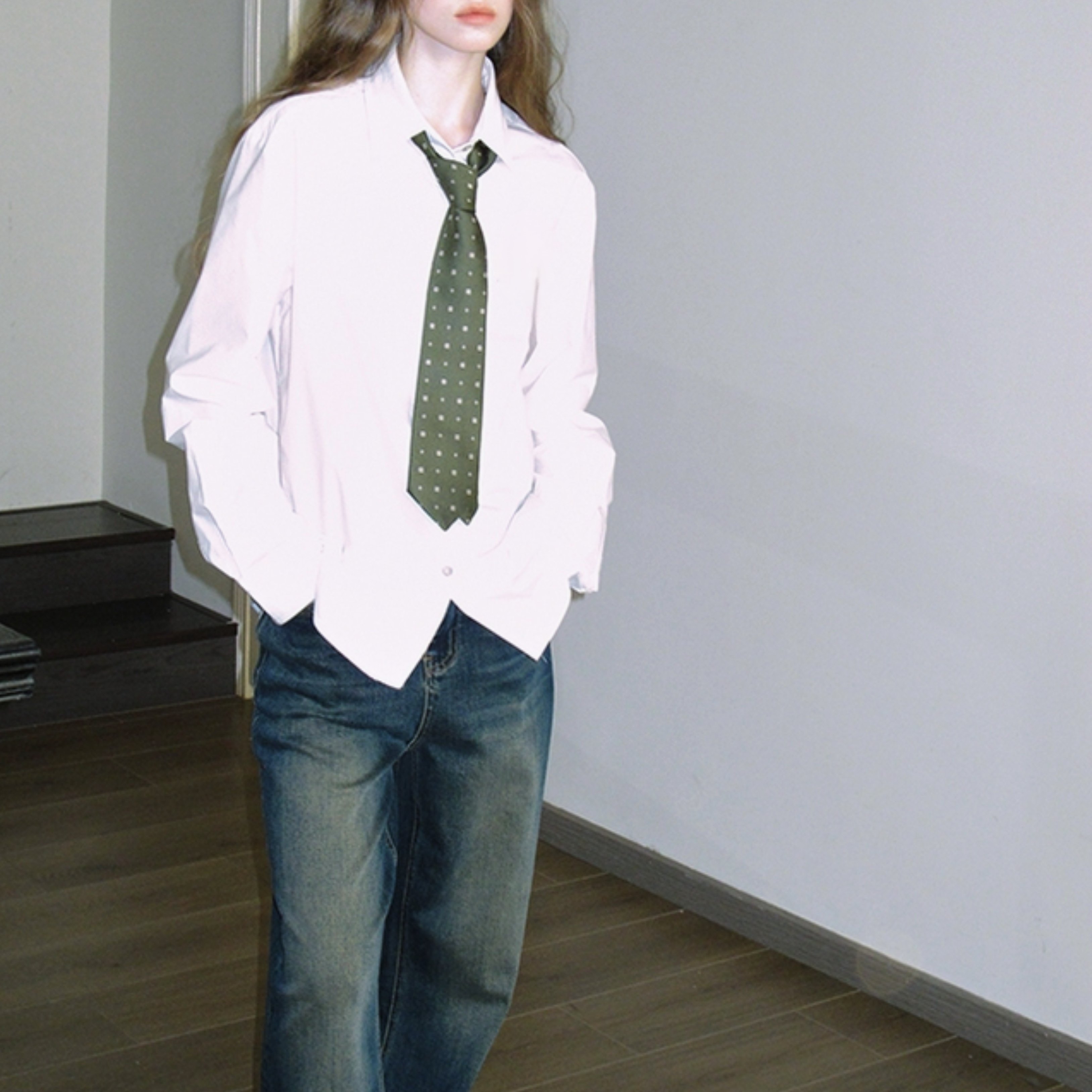 围觅复古知识分子风绿色小花时尚领带窄版女休闲百搭装饰,淘宝优惠券,粉丝福利购,淘宝优惠卷