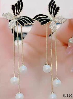 s925银针一款两带蝴蝶耳