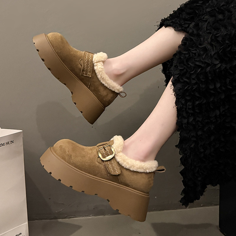 女鞋厚底松糕加绒勃肯鞋2025年新款冬季保暖雪地靴乐福鞋毛毛棉鞋,淘宝优惠券,粉丝福利购,淘宝优惠卷