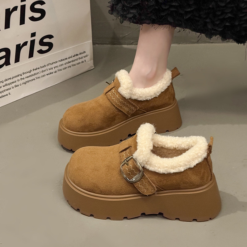 女鞋厚底松糕加绒勃肯鞋2025年新款冬季保暖雪地靴乐福鞋毛毛棉鞋,淘宝优惠券,粉丝福利购,淘宝优惠卷