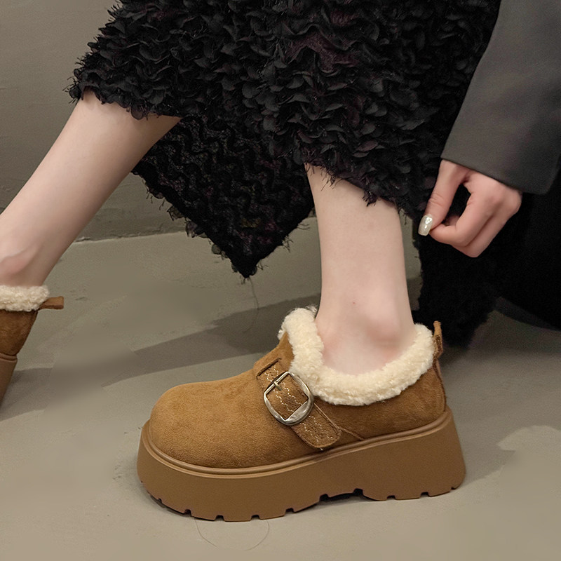 女鞋厚底松糕加绒勃肯鞋2025年新款冬季保暖雪地靴乐福鞋毛毛棉鞋,淘宝优惠券,粉丝福利购,淘宝优惠卷