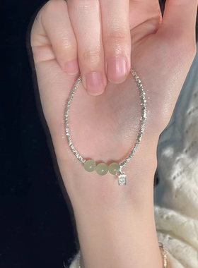 925纯银碎银子手链翡翠手串