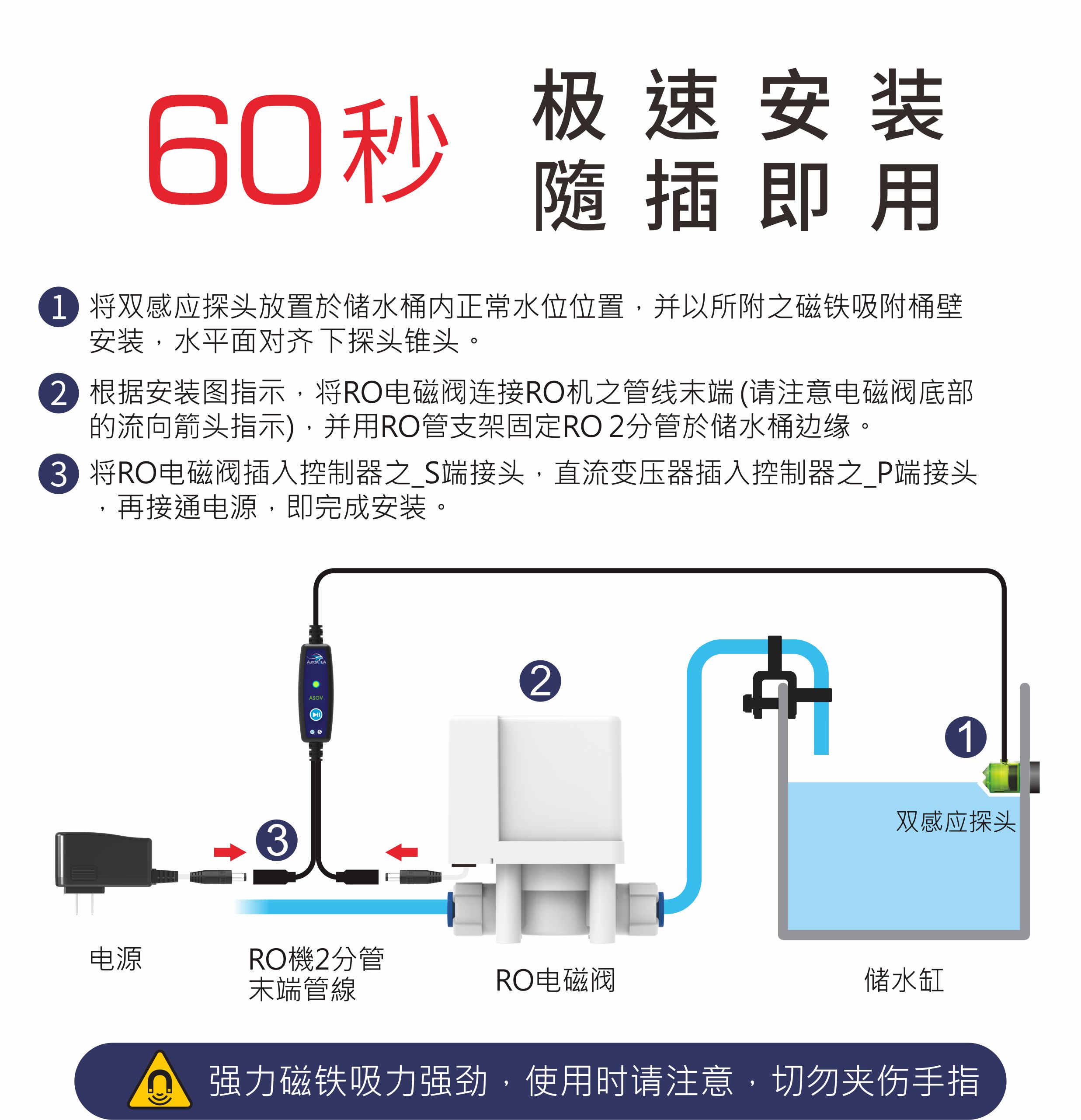 澳多自动补水器海水缸换水化盐接RO机智能型防溢水冲水浮阀加水器