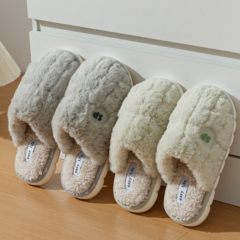棉拖鞋冬季女士2024新款室内ins厚底外穿防滑保暖加绒毛毛鞋棉拖