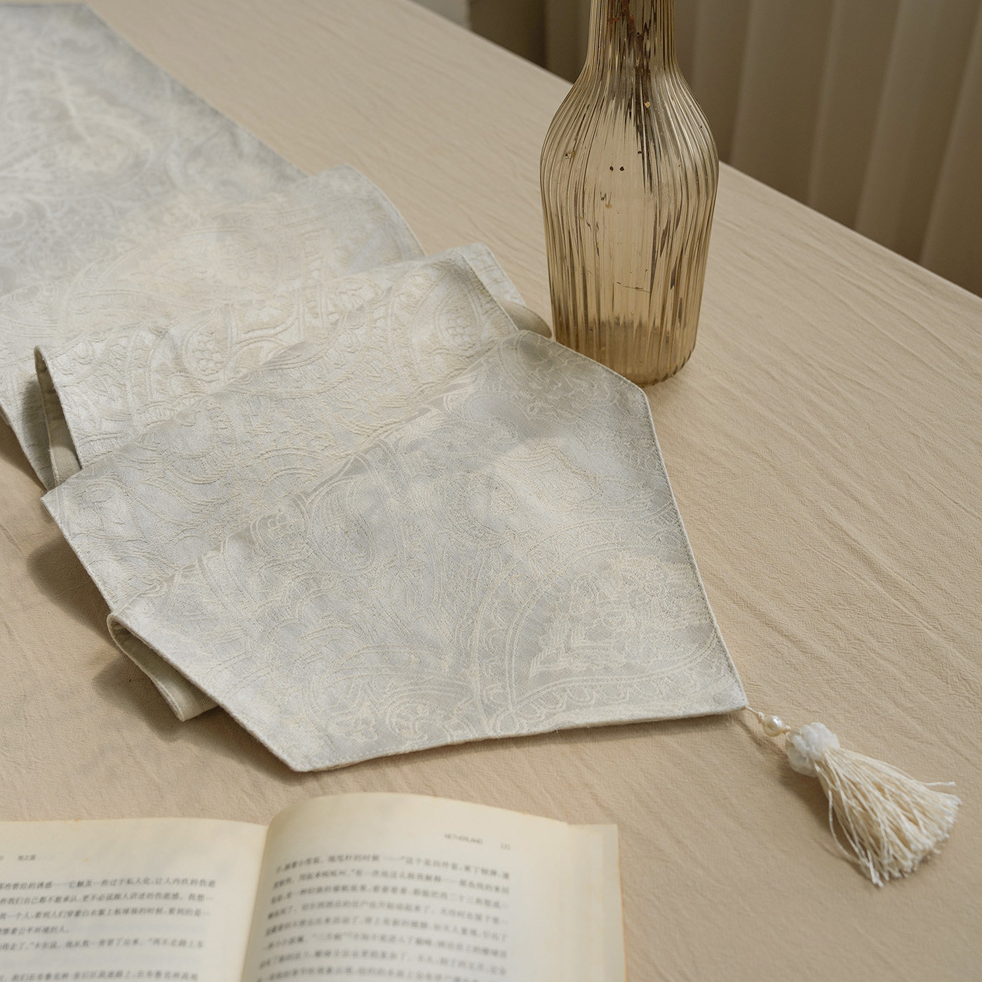 莉娜刺绣桌旗布艺流苏长条形电视柜桌布防尘防水鞋柜盖巾盖布餐桌,淘宝优惠券,粉丝福利购,淘宝优惠卷