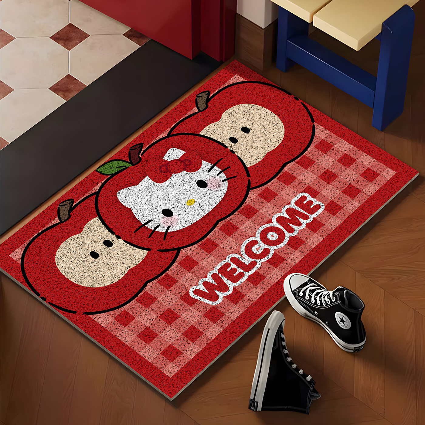 新年红色KT入户门丝圈地垫防滑脚垫家用门垫门外玄关蹭土可裁剪,淘宝优惠券,粉丝福利购,淘宝优惠卷