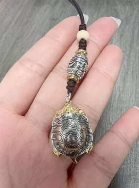 国风复古富甲一方乌龟手机挂坠配饰新中式手工编绳个性吊坠防丢绳