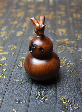 雷击枣木葫芦吊坠挂件雷焦雷痕龙头一体雕刻福禄随身配饰手工精雕