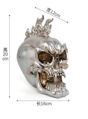 创意霸气树脂骷髅头仿真头骨工艺品万圣节鬼头个性摆件密室道具款