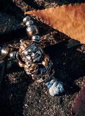 黑财神三通摆件挂坠藏银把件星月