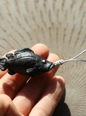 味白眼鳜鱼吊坠小众个性项链