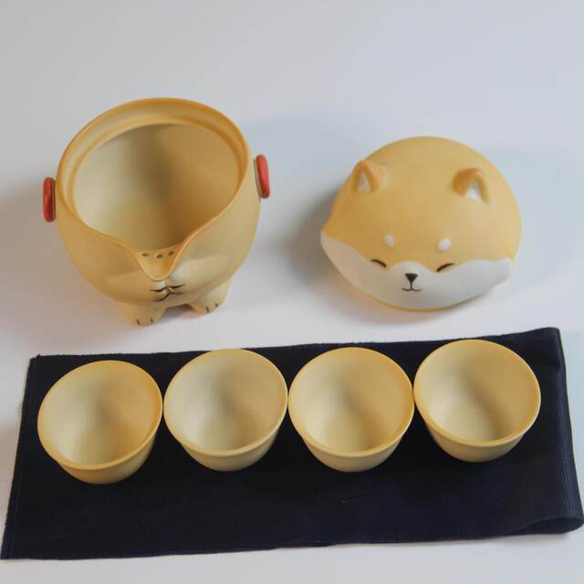 Shiba Inu Quick Creative Ceramic Tea Travel Set Outdoor Portable Kung Fu Teapot Souvenir Birthday Gift