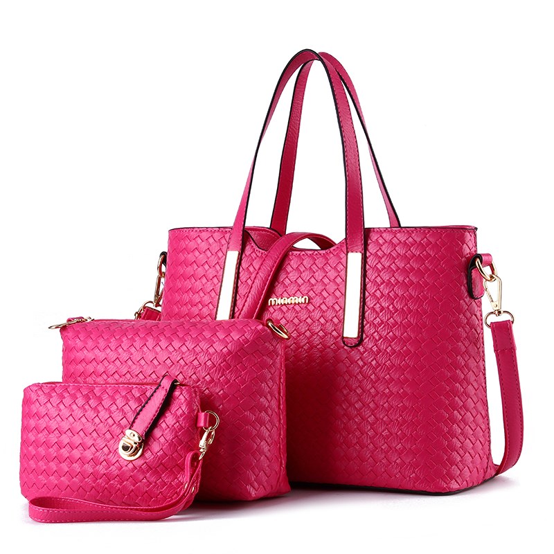 3 in 1 a set of 3 pieces bags women hand bag handbags编织包 - 图0