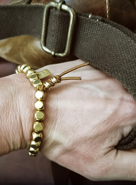 新品优惠情侣纯黄铜手链朋克风