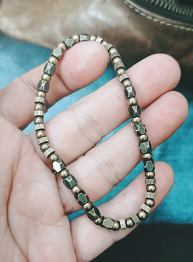 情侣铜手链复古百搭小众黄铜手串