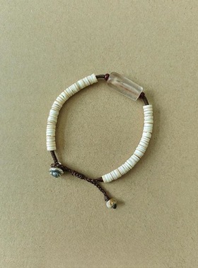 「落日黄昏」大象扣贝壳串珠手链新中式精致复古编织手串女新品