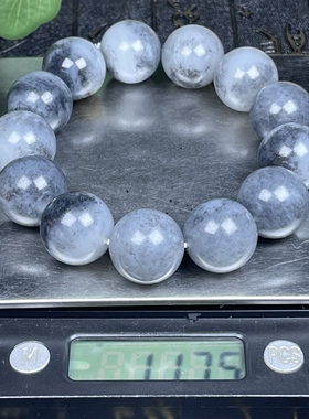 新疆和田玉籽料青花手串18MM圆珠聚墨羊脂级黑白分明玉质细腻油润