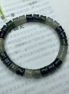 新疆和田玉多宝手串新中式国风竹节珠 正宗天然和田玉【送证书】