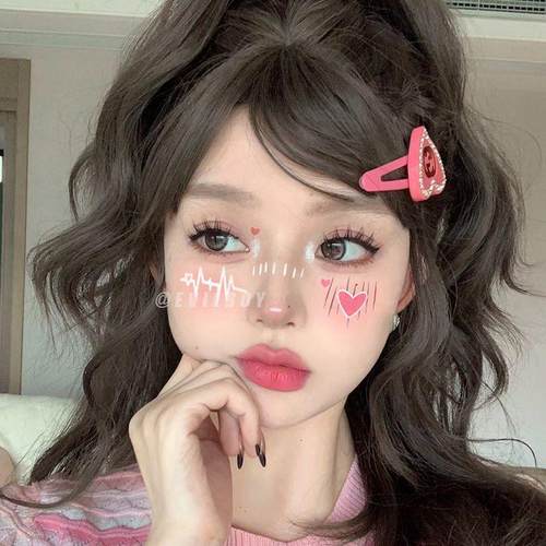 圣诞节妆容脸贴纹身贴 甜心少女氛围感蝴蝶结卡通腮红妆COS派对 - 图2